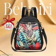 New Classic Nylon Leaf Full Print Multi Pocket Edition Backpack for Women/Girls- College Travel Casual Use
