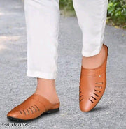 TAN Solid Thong Flip-flops For Men