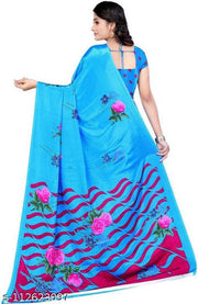 LEELAVATI Crepe Printed Daily / Party & Festive Wear Combo of 2 Stylist Fashionable Saree With Blouse pieces ( Light Blue , Pink )