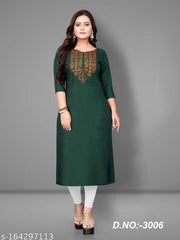 Women's Embroidered Yoke Design Plus Size Rayon Kurtis