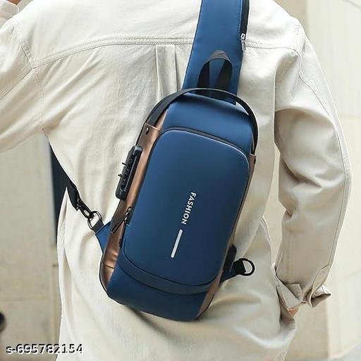 CLASSY WAIST USB BAG GOOD LOOK TRENDING CROSS SLING BUSINESS CASH BAG WITH USB POWER PORT CONNECTION MULTICOLOURED WAIST BAGUSB SLING WAIST BAG LATEST SOLID ZIPPER QUALITY 4 COMPARTMENT ZIPPER BAG