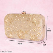 RABIYA Luxury Golden Embroidered Velvet Pearl Handcrafted Wedding Party Bridal Handbag Clutch Purse with Chain for Women and Girls(Shoulder Clutch) Women Clutch | Ladies Clutch| Girls Clutch| Top Ladies Clutch| Women Clutch
