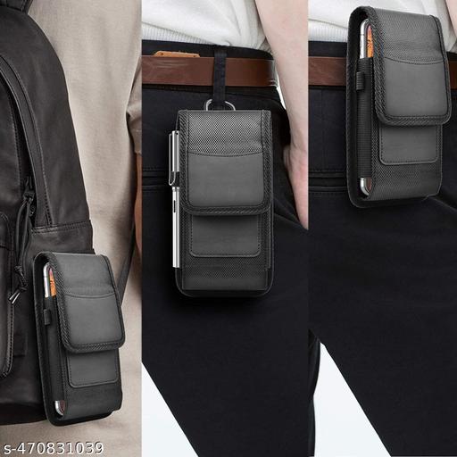 ABJI Phone Holster for Men Belt Clip Pouch, for iPhones 14, 14 Pro, 13, 13 Pro, 12 Pro, 12, X, XR, Xs, 11 Pro and More, 6.45" Nylon Cell Phone Holster Mobile Card Holder Case
