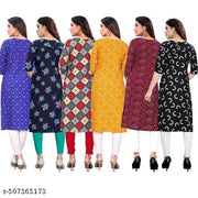 Women Printed Crepe Kurti (Combo Of 5)
