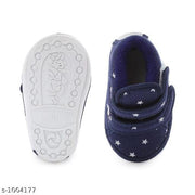 Chiu Baby Booties for Boys & Girls | Chu Chu Musical Sound Baby Shoes | Soft Cushioned Navy Blue Star Printed Lightweight Anti-Skid Kids Footwea