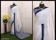 Beautiful Women's Daily Ware Georgette Saree With Running Blouse Women's Elegant Georgette Daily Wear Saree with Running Blouse Stylish Daily Wear Georgette Saree for Women Soft Georgette Saree with Matching Running Blouse Piece