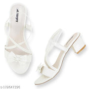White solid medium heel for women and girls casual and party wear sandal and very light weight heel new latest design heel for every wear and every look is shine (White)