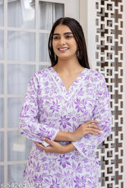 Women’s Long Cotton Kurti – Chafi Collection | Printed Daily Wear Kurta for Women
