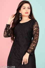 Luxurious Party Wear Net Fabric Kurtis For Woman Girl