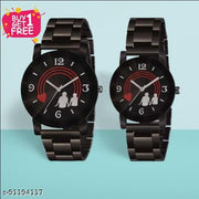 Black Dial Stainless Steel Chrome Plated Couple Watches for Men & Women Analog Watch Analog Watch - For Men & Women