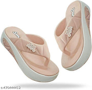 Vintex Women Sandals for Women Stylish Casual Comfortable Daily Wear Footwear, Trendy Flat Open Toe Slip-On Sandals for Ladies, Lightweight Soft Sole Walking Sandals for Office, College, Travel and Everyday Use (614-PINK PLATFORMS SANDAL FOR WOMEN)