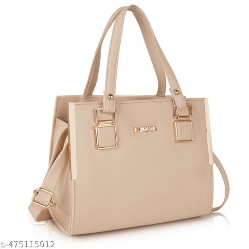 FOMMIL Ladies Handbag, Elegant Cream Sling Bag with Gold Hardware, Shoulder Strap