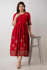 Fabulous Rayon Printed Anarkali Flared Kurta