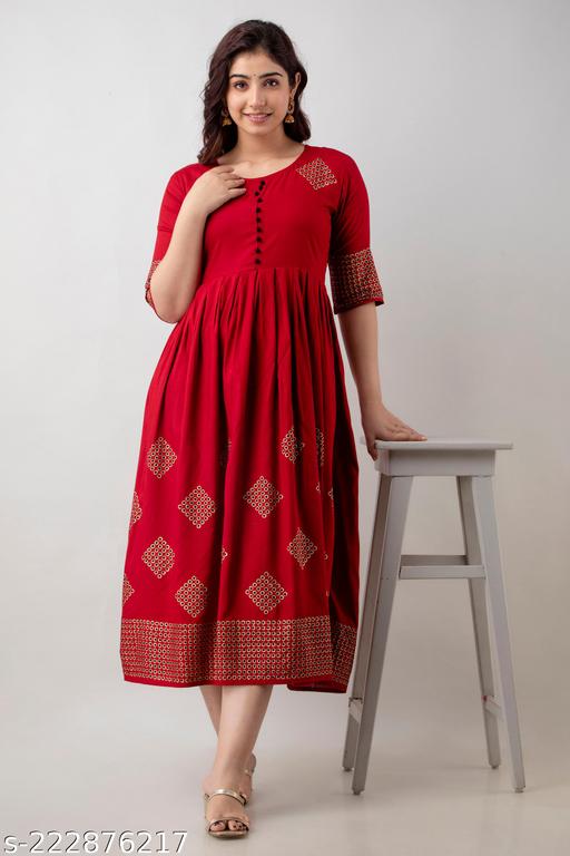 Fabulous Rayon Printed Anarkali Flared Kurta