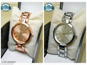 Attractive New Solid Dial Attractive Metal Chain Belt Analog Watch for Women