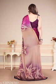 Women's Trendy Pink Soft Chiffon Fabric Saree with Unique Pallu Design