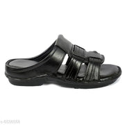 Stylish Men's Leather Black Flipflops