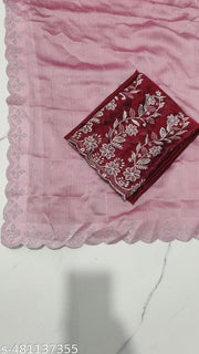 Burbery chiffon Squence Diamond Border Work Saree With Rangoli Emrodary Squence Work Blouse