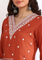 EMBROIDERED SEQUIN STRAIGHT KURTI