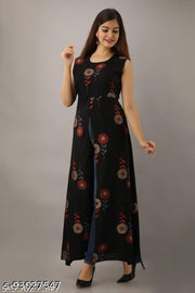 Polyster/Crepe fabric-FRONT SLIT MAXI Women Kurti