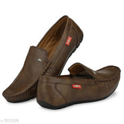 Brown Solid Loafers For Men