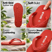 YUKI Unisex Red Stylish Rubber Flip Flops | YUKI slippers | Unisex flip flops | Hawai chappal | Ultra-light Slippers | Non-slip Flip Flops | Rubber footwear | Waterproof Flip Flops | Comfortable Slipper for Men & Women
