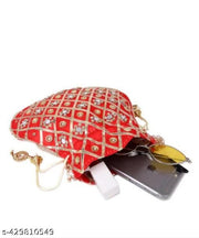 Mirror Worked Ethenic Potli Purse with pearls Handle