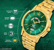 LIMESTONE Day & Date Original Gold Plated HMTS Quartz Analog Watch - For Men ()