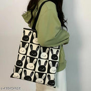 TrendoPrint Cute Bunny Shopping/Grocery Bag, Multi-Purpose Bag, Sturdy Canvas Bag With 15Kgs Capacity Tote Bag For Women, College Bag For Girls