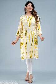 "Women's and Girls" Rayon Jaipuri Printed Straight"Kurti