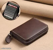 High Quality Zipper, 9 Slots Leather Credit Card Holder | ATM Card Holder For Mens and Womens (PACK OF 1)(Light Brown)