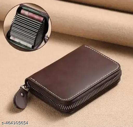 High Quality Zipper, 9 Slots Leather Credit Card Holder | ATM Card Holder For Mens and Womens (PACK OF 1)(Light Brown)