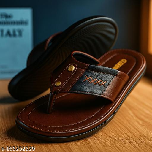 Goodreed Men's Brown Leather Thong Flip Flops Casual Slippers