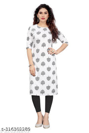 Polyster/Crepe fabric-Women Printed Straight Kurti