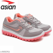 ASIAN Women's CUTE Grey Sports Running Walking & Gym LIghtWeight Shoes for Girls & Women