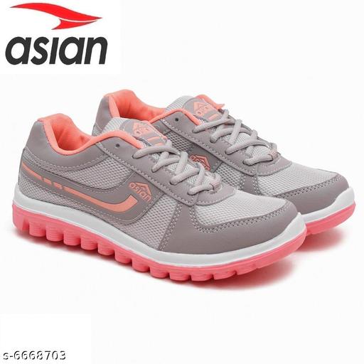 ASIAN Women's CUTE Grey Sports Running Walking & Gym LIghtWeight Shoes for Girls & Women