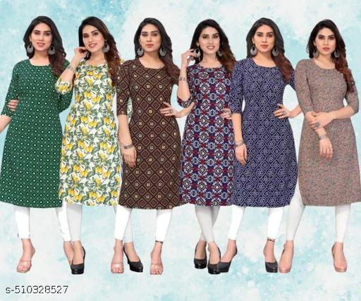 Women Printed Crepe Kurti (Combo Of 5)