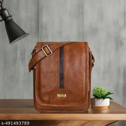 LOREM Tan Stylish Faux Leather Cross Body Sling Bag For Men SL04