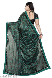 Women's Lycra Foil print Saree