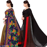 Anand Sarees Ombre, Polka Print, Floral Print Daily Wear Georgette Saree(Pack of 2)
