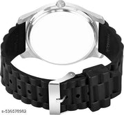 Femeo  Analog 9109 Watches Round Black Dial F Design Stylish Black PUU Strap Classic Design Fancy Wrist Watch for Men and Boys, Pack of 1 - A07ZALPHA-F-AVO-SIL-CDBLK