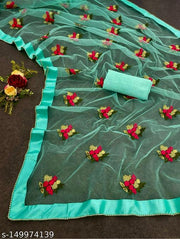 Attractive Heavy Net Embroidered Saree