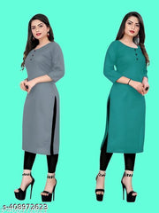 Polyster/Crepe fabric-Ethinic Casual Fabric Kurti For Women In Low Price (Combo of 2)