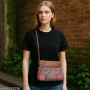 JUGNU-maroon Sling bag for women Hancraft   Prited Bag