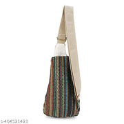 MYRIAD pure hemp purse belly fanny pack/phony pack men and women for hiking, travel -  tote BOHO beach bag, crossbody cotton sling bags 2 compartments multi-colour pack of 1