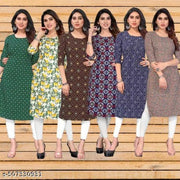 Women Printed Crepe Kurti (Combo Of 6)