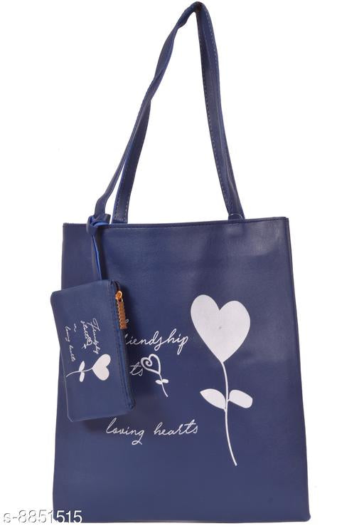 Attractive Women's Navy Blue Leather Tote Bags