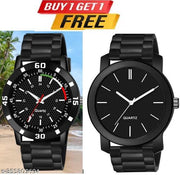 Watch Combo BUY 1 GET1FREE Black Designer Professional PU Analog Watch pack of 2