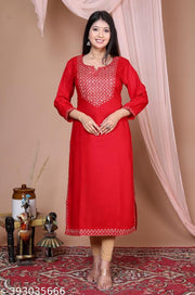 Women Embroidered Straight Kurta