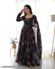 TRENDY FLORAL PRINTED WOMEN GOWN__1